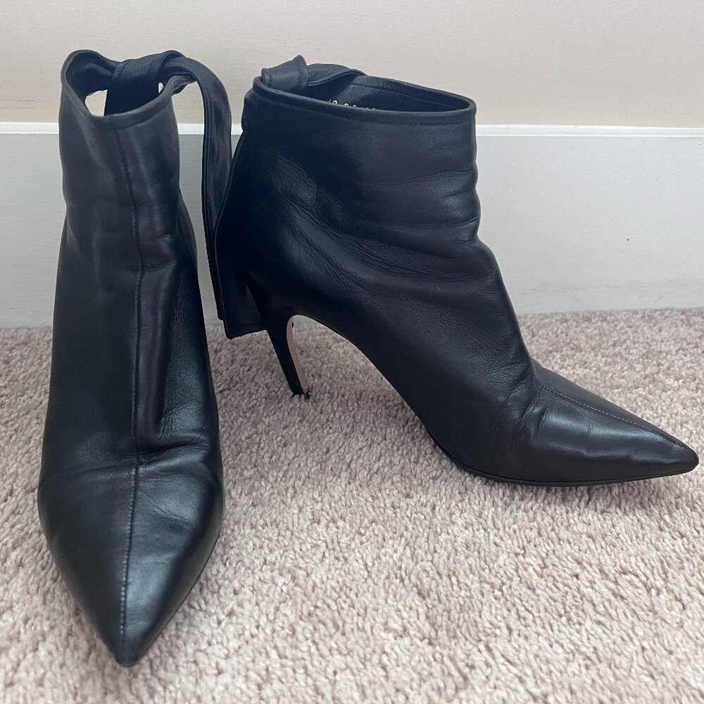 CHRISTIAN DIOR Leather Bow Accents Boots